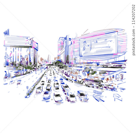Sketch background of traffic jams in Bangkok Thailand  114207202