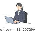 Image illustration of a woman working on a computer 114207299