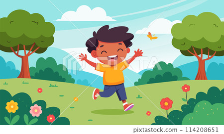 Young Boy Jumping in the Air 114208651