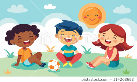 Group of Kids Playing With Soccer Ball 114208698