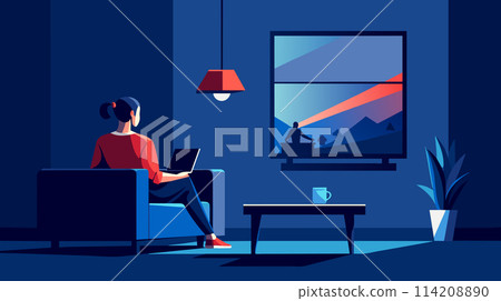 Person Sitting in Chair With Laptop 114208890