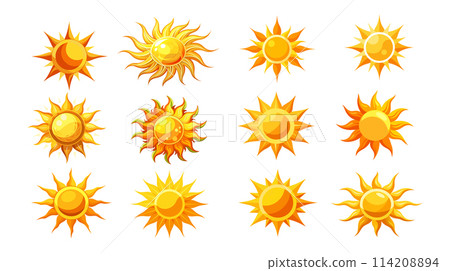 Set of Sun Icons on White Background 114208894