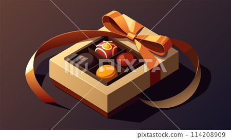 Box of Chocolates With Bow, Vector Illustration 114208909