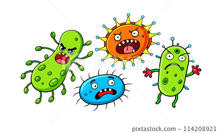 Group of Cartoon Green and Orange Germs Group of Cartoon Green and Orange Germs 114208921