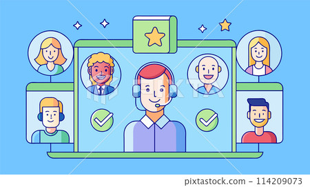 Online Team Meeting With Top Performer Highlighted 114209073