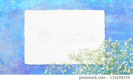 時尚的藍色圖形與滿天星和天然紙 114209259