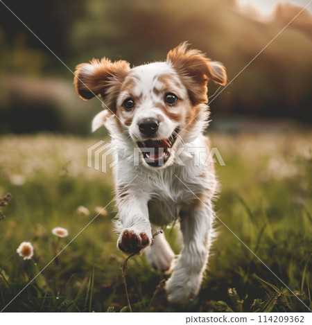 小狗在公園跑步 114209362