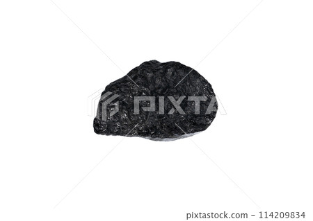 natural black tourmaline gem stone on the white background 114209834