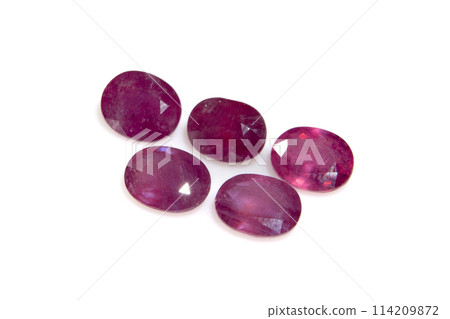natural ruby gem stone on the white background natural ruby gem stone on the white background 114209872
