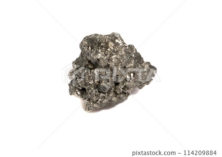 natural pyrite rough gem stone on the white background natural pyrite rough gem stone on the white background 114209884