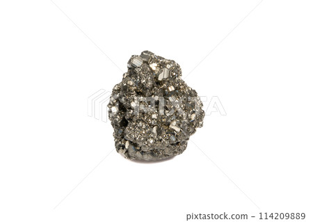 natural pyrite rough gem stone on the white background natural pyrite rough gem stone on the white background 114209889