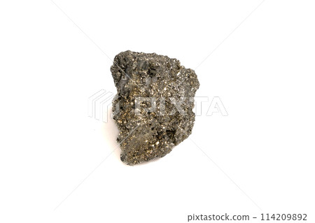 natural pyrite rough gem stone on the white background 114209892