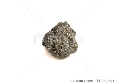 natural pyrite rough gem stone on the white background 114209893