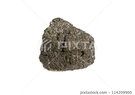 natural pyrite rough gem stone on the white background natural pyrite rough gem stone on the white background 114209900