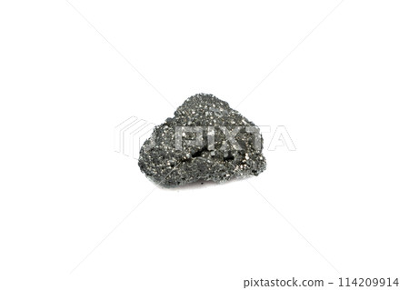 natural pyrite rough gem stone on the white background natural pyrite rough gem stone on the white background 114209914