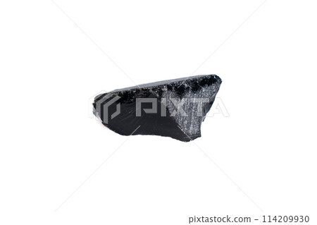 natural obsidian rough gem stone on the white background natural obsidian rough gem stone on the white background 114209930