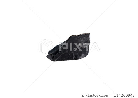natural obsidian rough gem stone on the white background natural obsidian rough gem stone on the white background 114209943