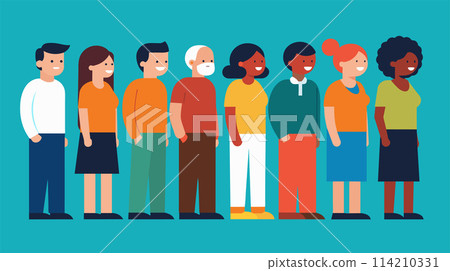 Diverse group of people standing together illustration Diverse group of people standing together illustration 114210331