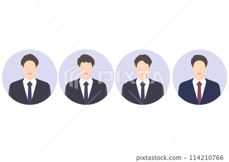Disappointed, dissatisfied front-view business person/manager, multiple icon style Disappointed, dissatisfied front-view business person/manager, multiple icon style 114210766