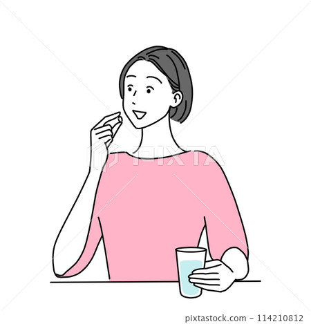 A woman taking supplements 114210812