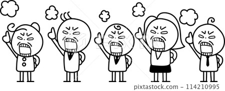 Simple line drawing illustration set of a person raising his fist Simple line drawing illustration set of a person raising his fist 114210995
