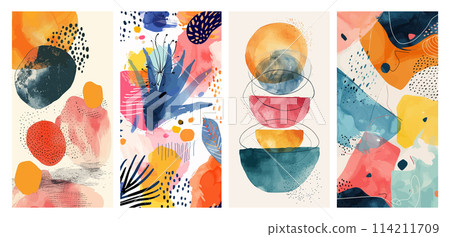 Abstract colorful art collage with geometric shapes 114211709