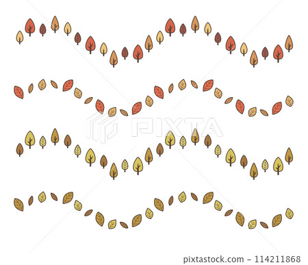流行裝飾邊框（顏色）: 樹、樹葉、秋天、秋葉 114211868