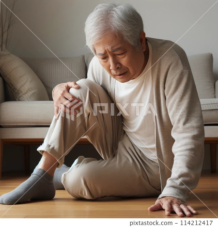 A man falls and hurts his knee A man falls and hurts his knee 114212417