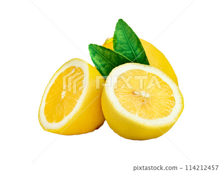Lemon with leaf isolated Lemon with leaf isolated 114212457