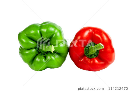 red green sweet bell pepper sliced isolated red green sweet bell pepper sliced isolated 114212470