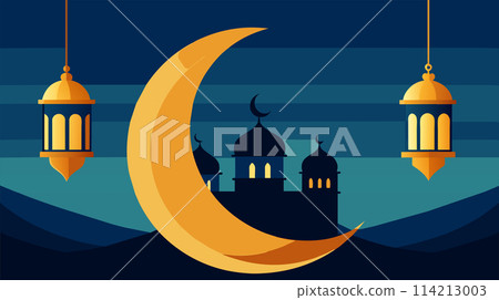 Ramadan Kareem concept illustration with crescent and lanterns Ramadan Kareem concept illustration with crescent and lanterns 114213003