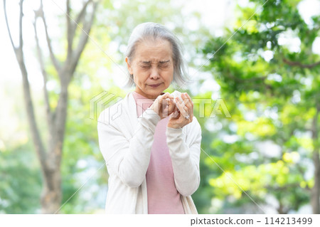 Woman with itchy eyes Allergy Pollen 114213499