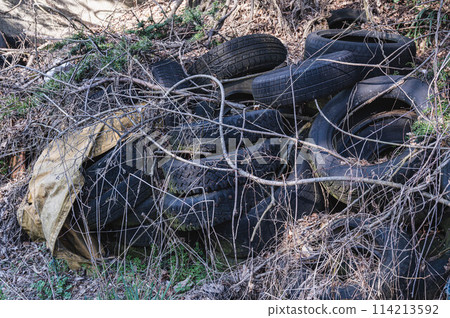 非法傾倒舊輪胎 非法傾倒舊輪胎 114213592
