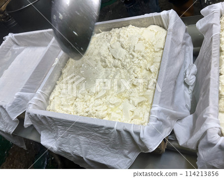 The boss is packaging the prepared bean curd 114213856