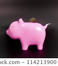 piggy bank isolated on black background 114213900