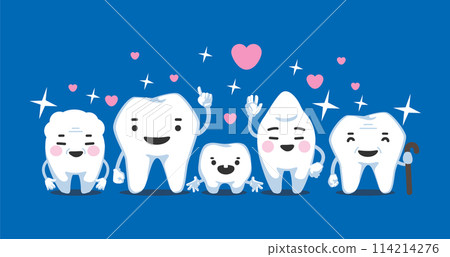 Healthy and happy teeth family characters. 114214276