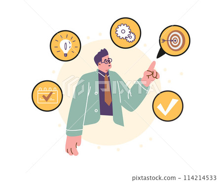Change management vector scene with man ready to change business. 114214533