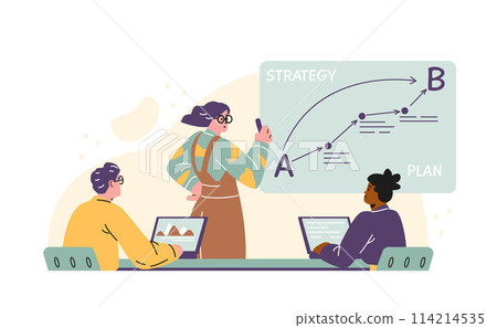 Business strategy meeting vector illustration. 114214535
