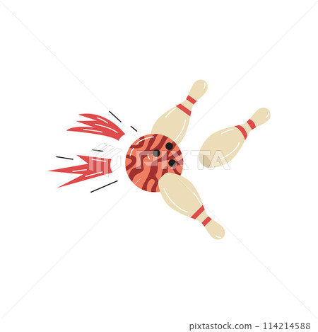 Vector illustration of a bowling ball developing pins. Vector illustration of a bowling ball developing pins. 114214588