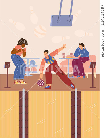 Friendly bowling game vector illustration 114214597