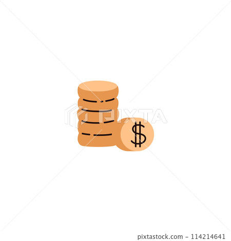 Dollar coins vector icon, stack of money cash, currency exchange, business financial investment, payment sign, banking 114214641