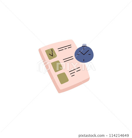 Stay on schedule with an alarm clock. isolated illustration. Stay on schedule with an alarm clock. isolated illustration. 114214649