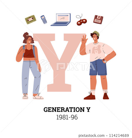 People Generation Y 1981-96 or Millennial social development vector information typographic poster, teenagers and symbol People Generation Y 1981-96 or Millennial social development vector information typographic poster, teenagers and symbol 114214689