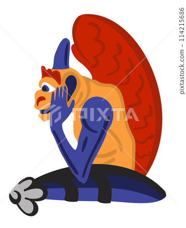 Gargoyle. Gothic statue in Notre Dame Cathedral in Paris, fantasy medieval chimera. Bright vector isolated illustration Gargoyle. Gothic statue in Notre Dame Cathedral in Paris, fantasy medieval chimera. Bright vector isolated illustration 114215686