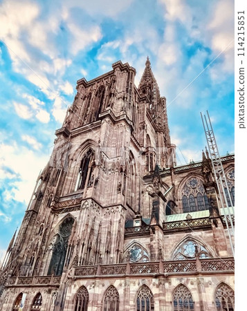 The Strasbourg Cathedral in France, the main landmark of Strasbourg.  114215851