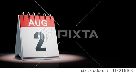 August 2 Calendar Spotlighted on Black Background August 2 Calendar Spotlighted on Black Background 114216108