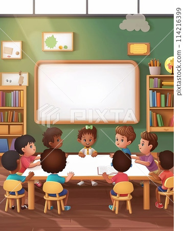 Welcome the first day of school, back to school, cartoon style. 114216399