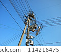 Telephone pole in the blue sky 114216475
