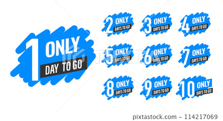 Day Left set of blue and black signs. Countdown badge. Count timer. Day Left set of blue and black signs. Countdown badge. Count timer. 114217069