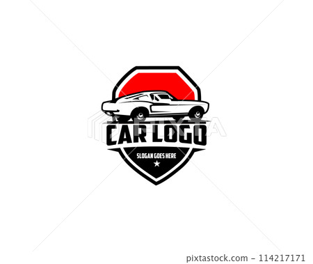 vector graphic illustration of a black 1968 Mustang 390 car on a white background. vector graphic illustration of a black 1968 Mustang 390 car on a white background. 114217171